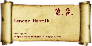 Mencer Henrik névjegykártya